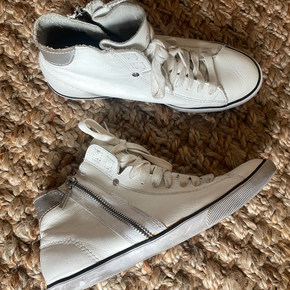 Diesel White Leather High-Top Sneakers 6.5
